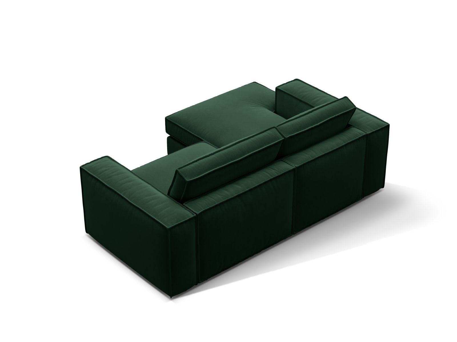Elegantes 2-Sitzer Ecksofa links Pola in tiefem Flaschengrün, perfekt für stilvolle und einladende Wohnbereiche von Micadoni.