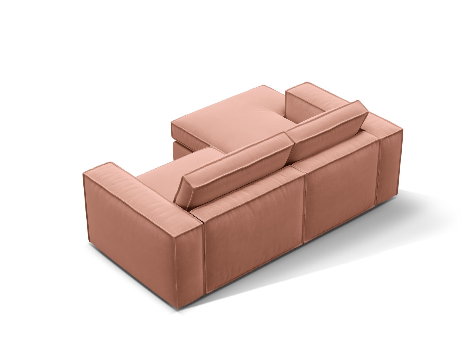 Stylisches 2-Sitzer Ecksofa links Pola in lebhaftem Pink, perfekt für trendbewusste Wohnkonzepte und gemütliche Entspannungsmomente.