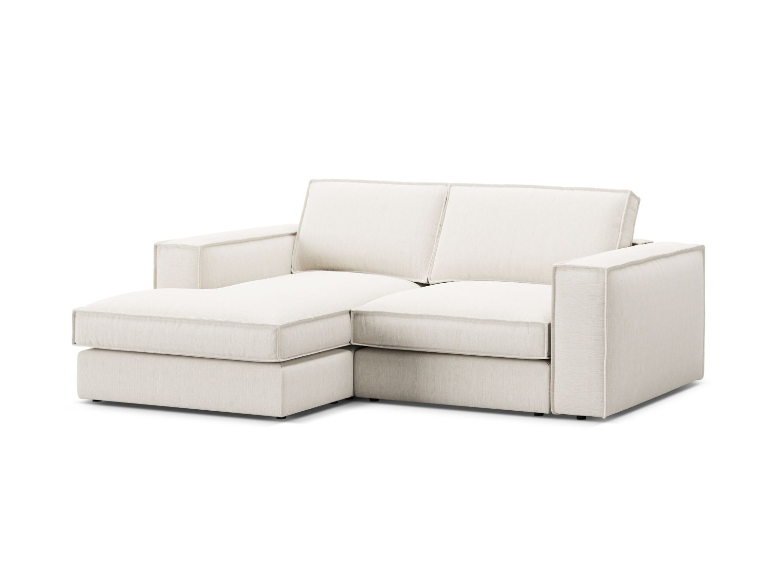 Elegantes 2-Sitzer Ecksofa Pola in klassischem Weiß, ideal für stilvolle Wohnräume und entspannte Momente von Micadoni.