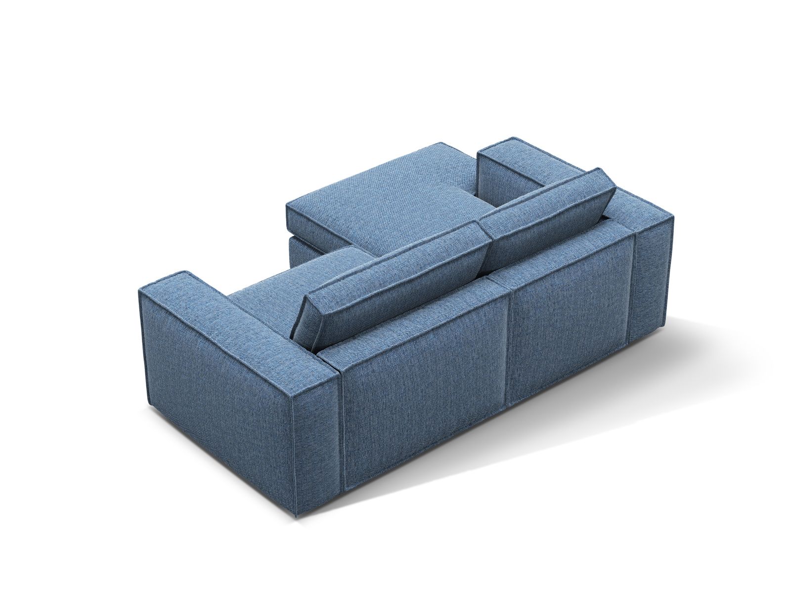 Modulares 2-Sitzer Ecksofa links Pola in modernem Blau, perfekt für gemütliche Ecken und stilvolle Einrichtungsideen von Micadoni.