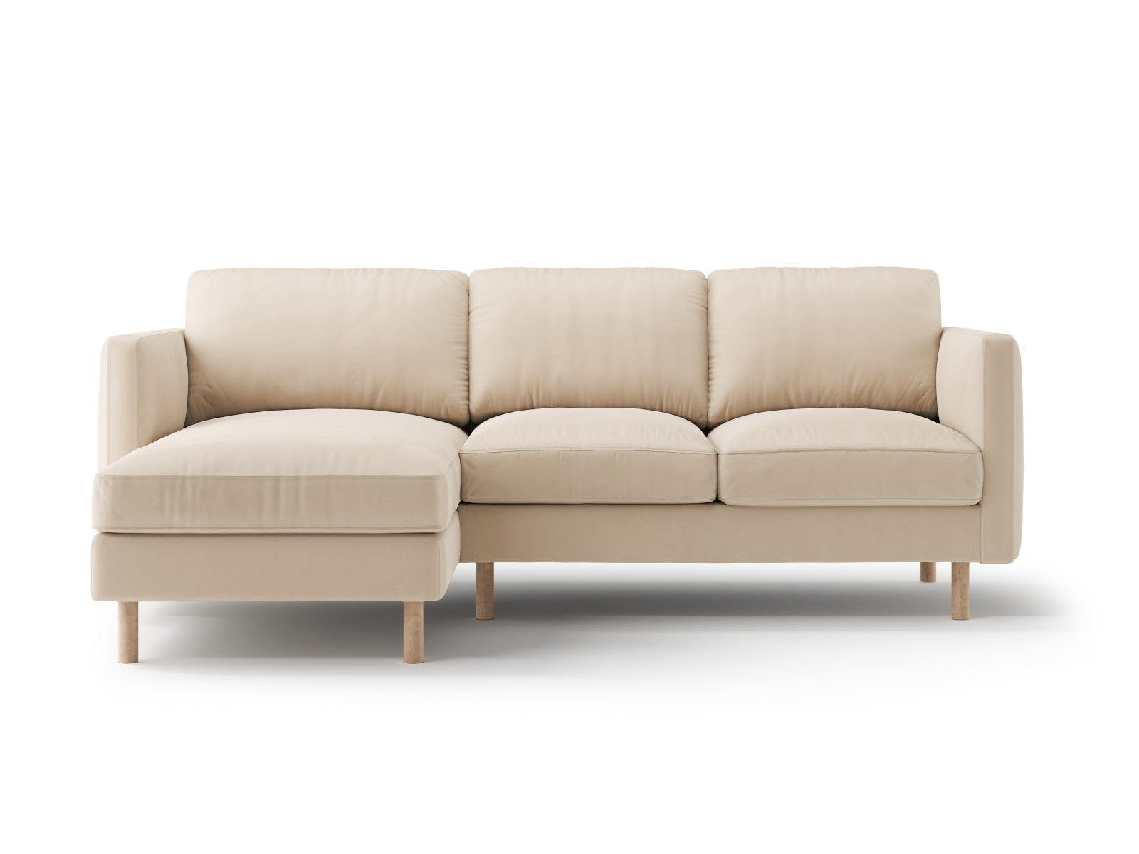 Erleben Sie das Eden Velour links Ecksofa 3 Sitzer von Micadoni: Stilvolles Velours, elegantes Design und erstklassiger Sitzkomfort für Ihr Wohnzimmer.