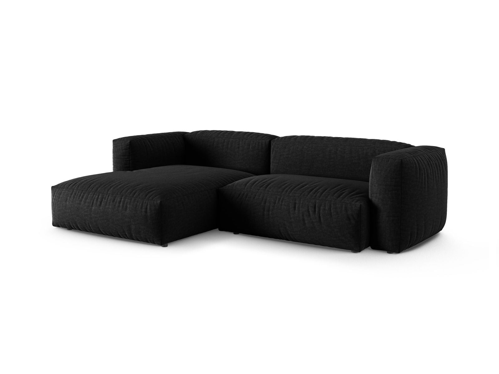 Modulares 2-Sitzer Ecksofa links XL Martina in elegantem Schwarz, ideal für stilvolle Wohnräume, präsentiert von Micadoni.