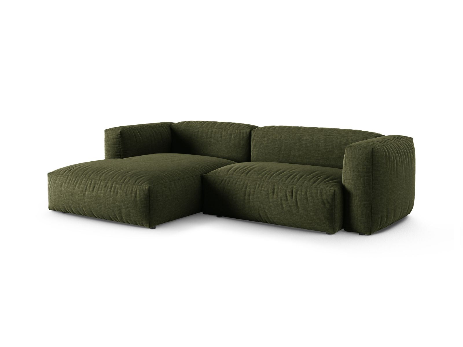 Modulares 2-Sitzer Ecksofa links XL Martina in stilvollem Green-Boston, ideal für moderne Wohnräume, präsentiert von Micadoni.