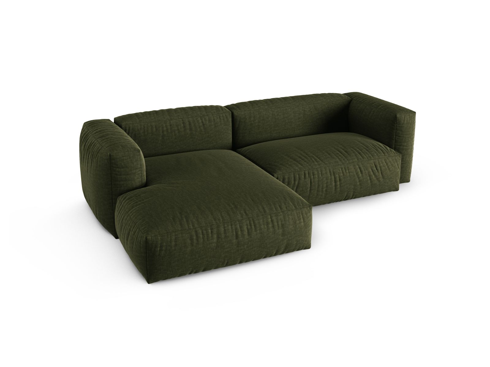 Modulares 2-Sitzer Ecksofa links XL Martina in ansprechendem Green-Boston, ideal für gemütliche und moderne Wohnräume von Micadoni.