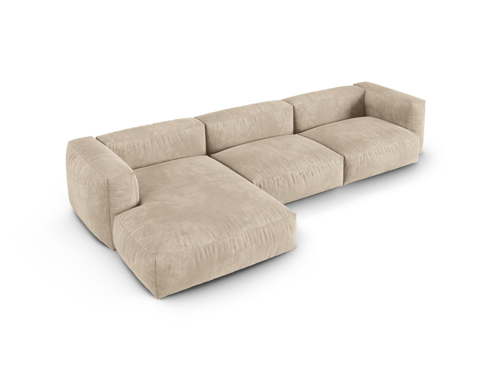 Elegantes 3-Sitzer XL Ecksofa links Martina in sanftem Light Beige-Vogue, ideal für stilvolle und einladende Wohnräume.