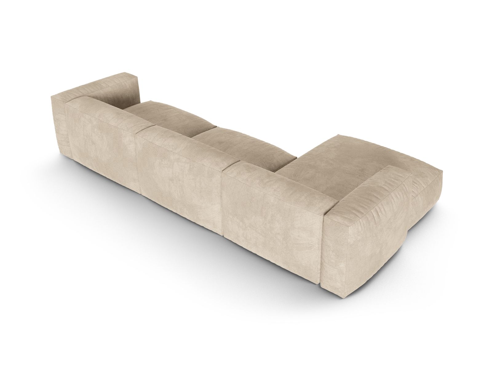 Modernes 3-Sitzer XL Ecksofa links Martina in zartem Light Beige-Vogue, perfekt für gemütliche und stilvolle Wohnambiente.