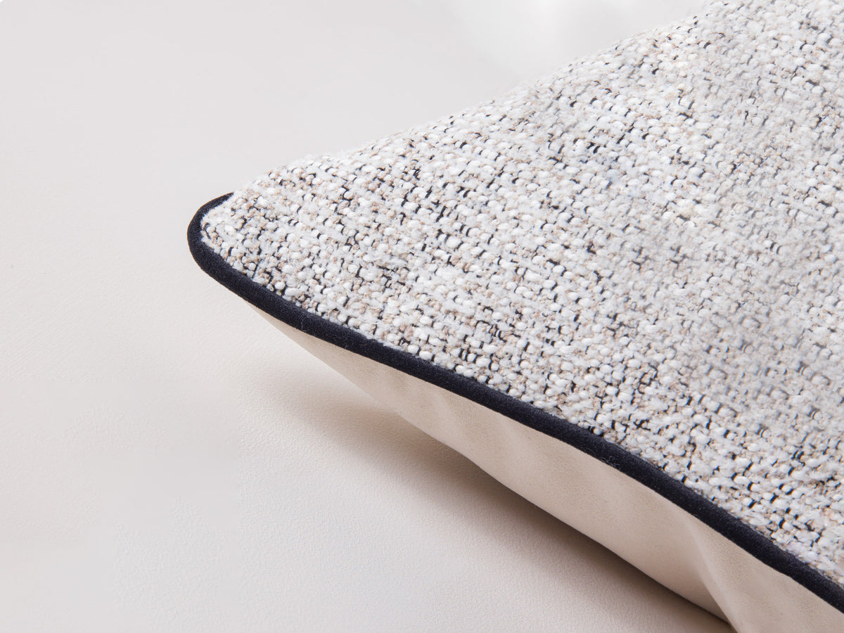Celine Pillow in Beige Melange, Light Beige, Black-Puente,Matt Velvet,Matt Velvet präsentiert im Onlineshop von KAQTU Design AG. Deko Kissen ist von Micadoni