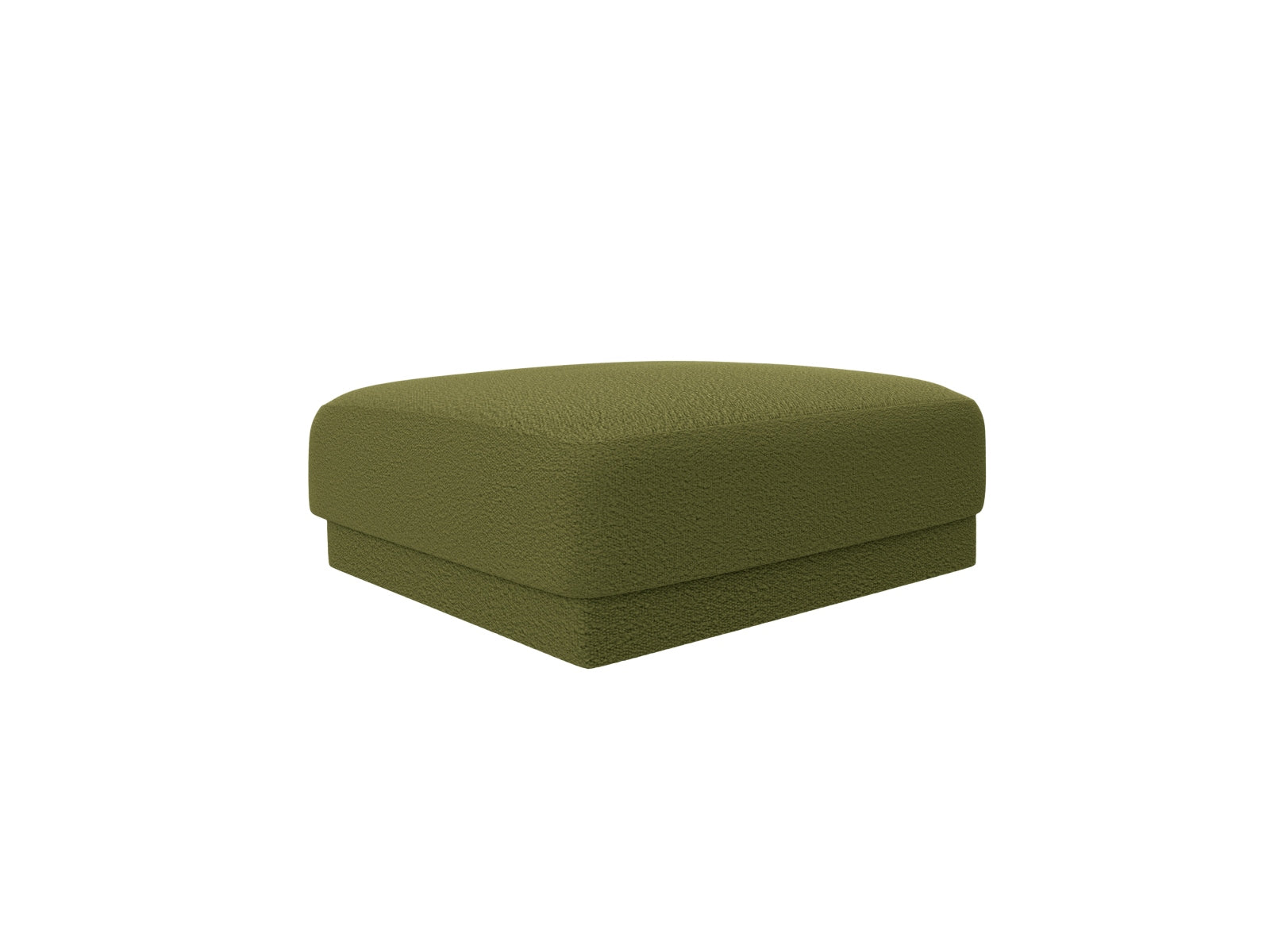 Stylischer Miley Boucle Pouf in dunklem Olivgrün, ideal als Sitzgelegenheit oder Fußablage, perfekt für jedes moderne Zuhause.