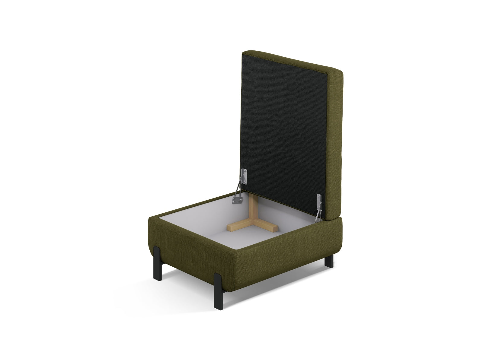 Stylischer Gloria Pouf in Grün mit praktischem Stauraum, ideal für moderne Wohnräume und Teil des modularen Sofas von Micadoni.