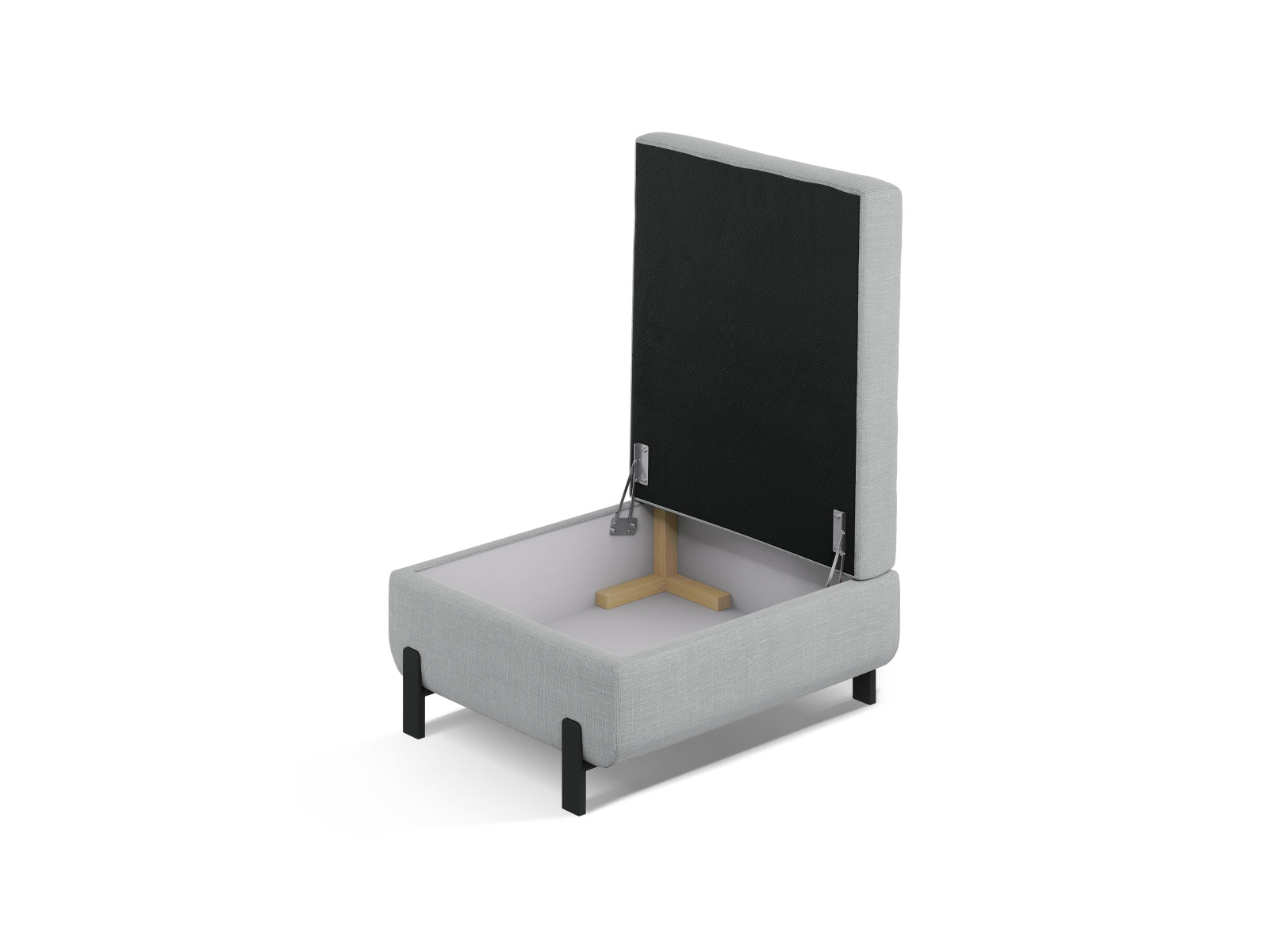 Stylischer Gloria Pouf in Hellgrau mit praktischem Stauraum, ideal für moderne Wohnräume und vielseitige Sitzlösungen.
