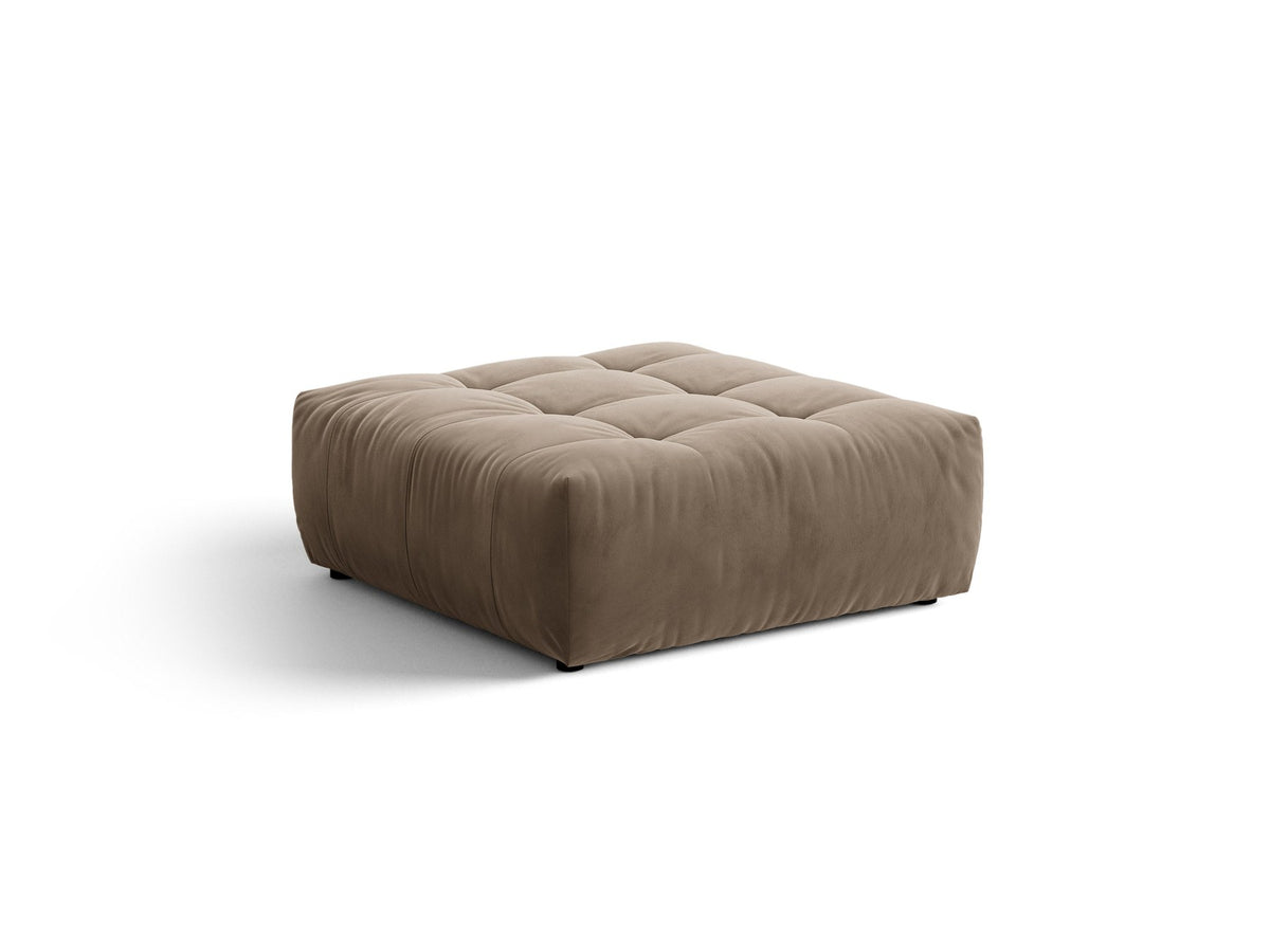 Beiger Sitzpouf Bloom von Micadoni mit rundem Design, Casino-Pearl-Stoffbezug und kurzen Beinen aus Polypropylen, Masse 107x99x42 cm.