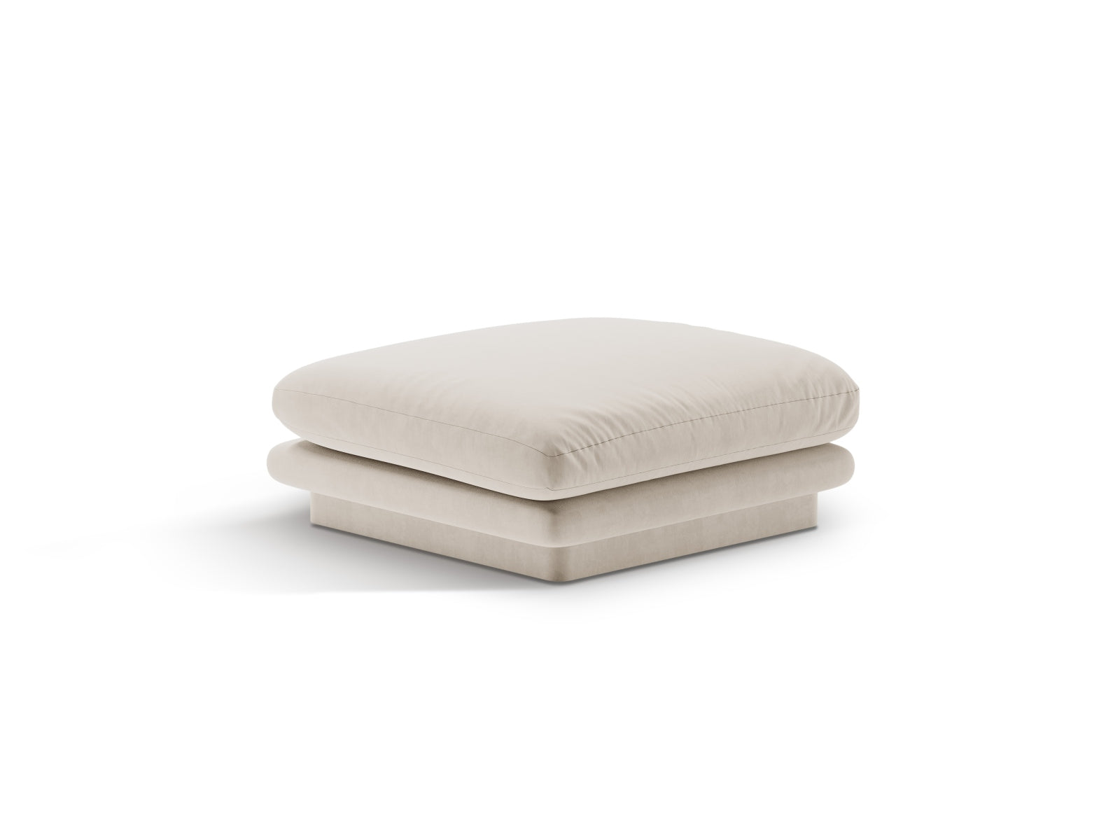 Eleganter Torino Velour Pouf in Ecru-Casino, ideal für stilvolle Wohnräume. Teil der modularen Sofaserie von Micadoni.