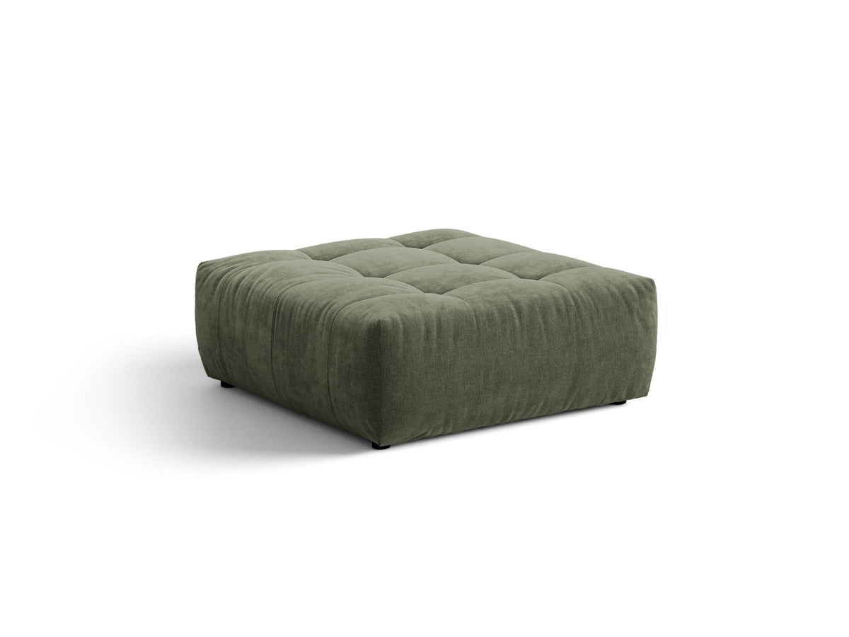Beiger Sitzpouf Bloom von Micadoni mit rundem Design, Casino-Pearl-Stoffbezug und kurzen Beinen aus Polypropylen, Masse 107x99x42 cm.