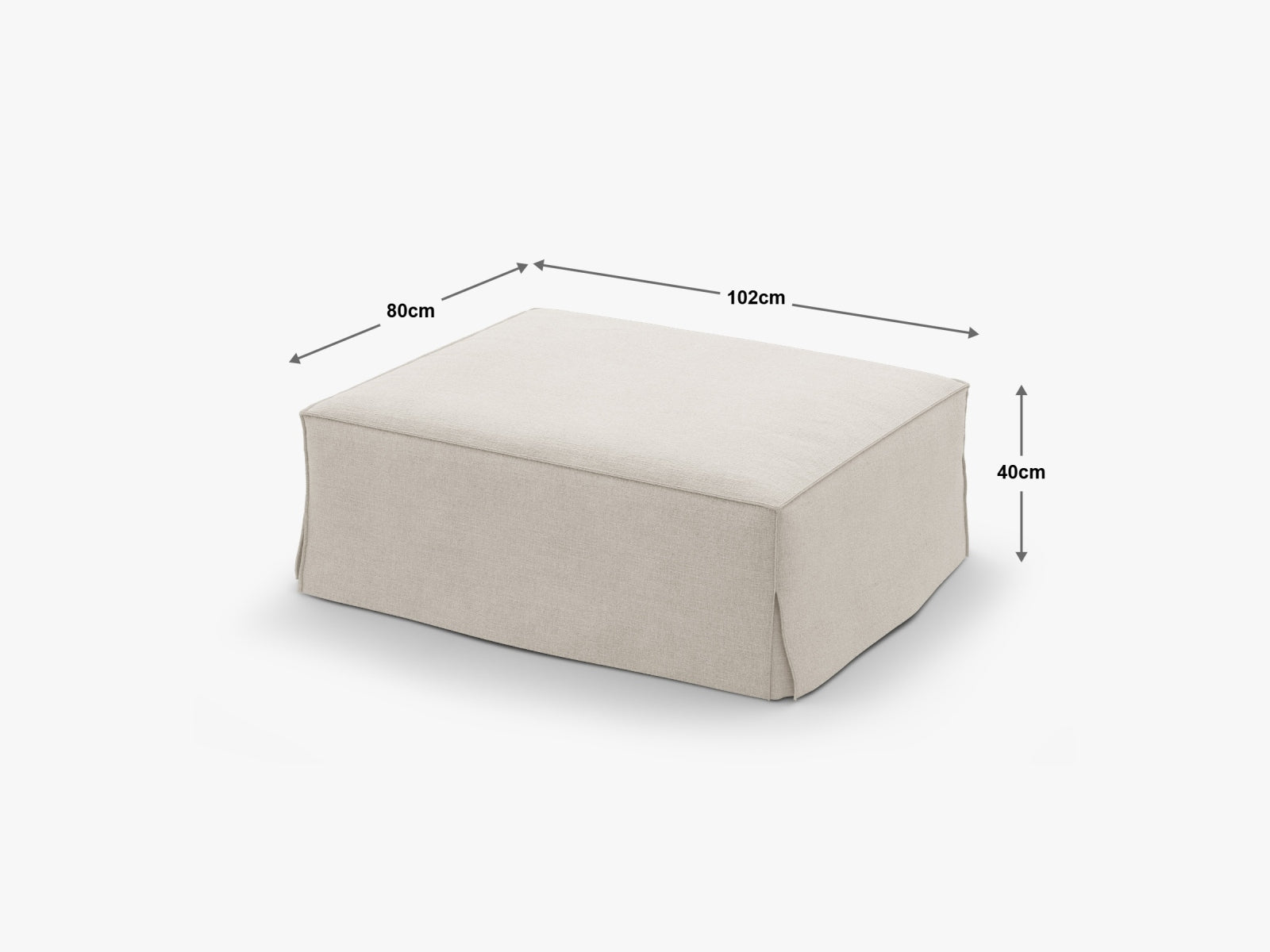 Eleganter Jodie Pouf 1 Sitzer in sanftem Blau, ideal für moderne Wohnkonzepte und vielseitige Kombinationen mit anderen Möbeln.