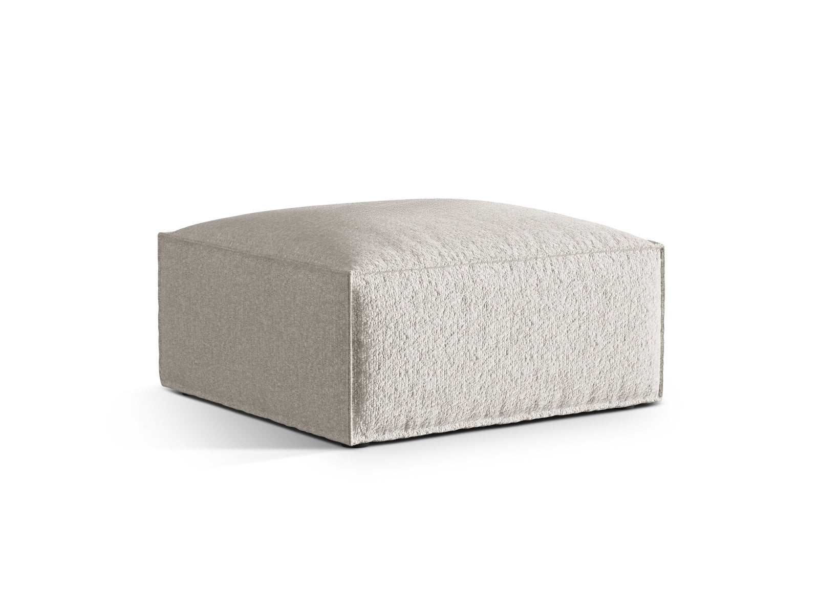 Eleganter Nuria Boucle Pouf in Grau-Beige Melange, ideal für modulares Sofa-Design, stilvoll und vielseitig einsetzbar.