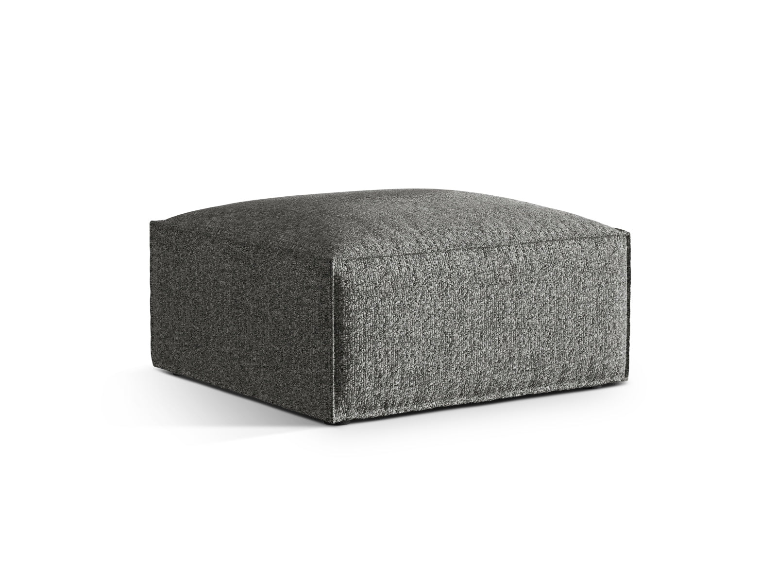 Eleganter Nuria Boucle Pouf in Graphit, ideal für modulares Sofa-Design, bietet stilvolle Sitzgelegenheit und modernen Komfort.
