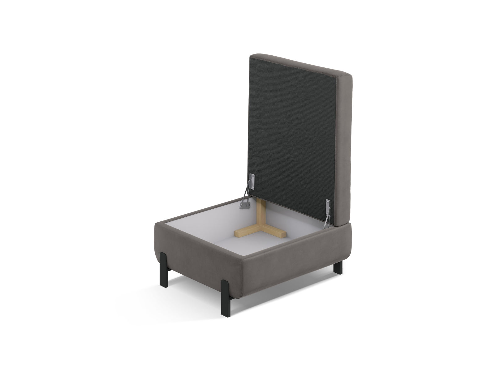 Eleganter Gloria Velour Pouf in Grau mit praktischem Stauraum, ideal für modulares Sofa-Design von Micadoni.