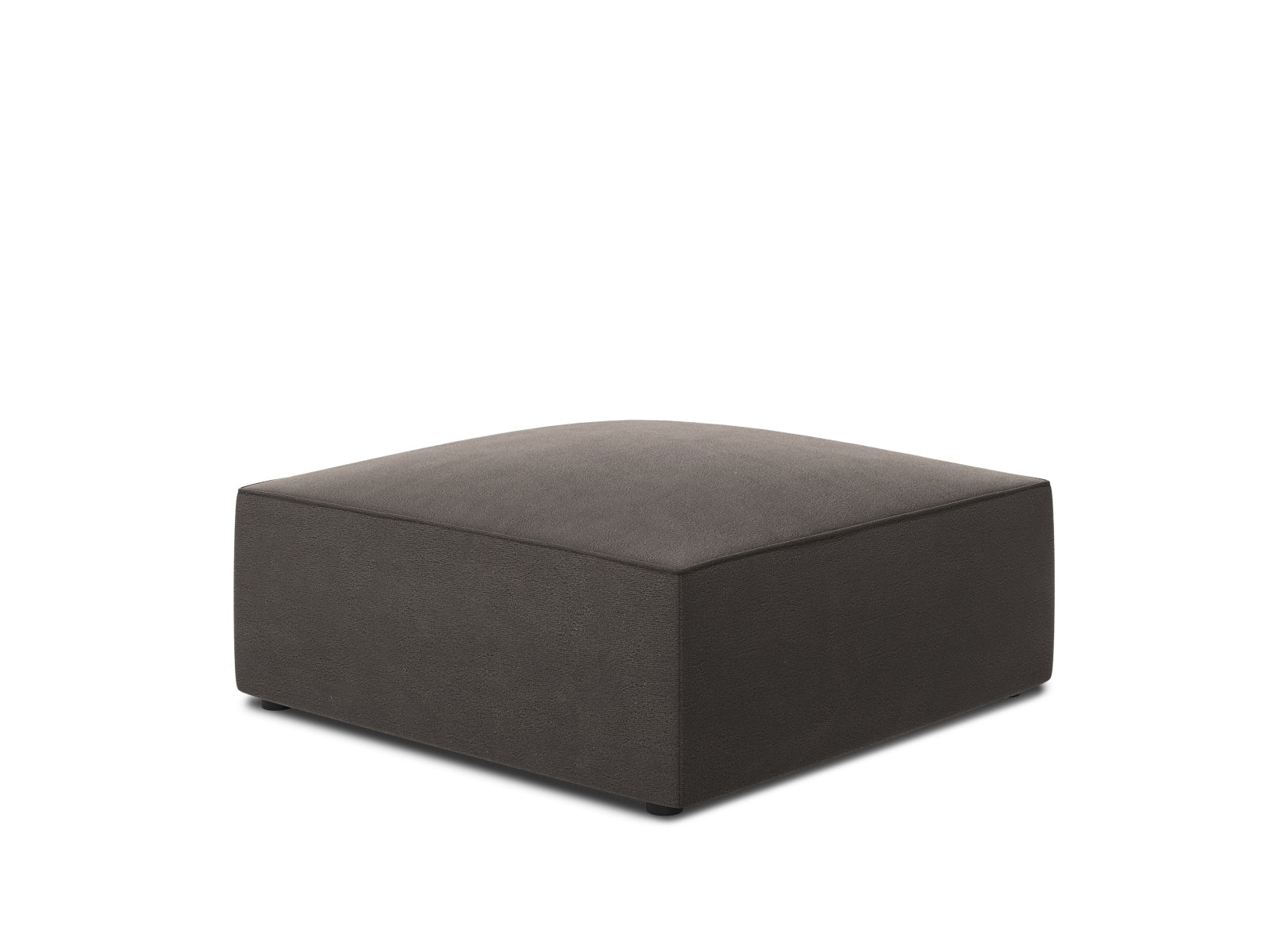 Stylischer Ruby Velour Pouf in edlem Grau, vielseitig einsetzbar als Sitz oder Ablage, verleiht jedem Raum einen Hauch von Eleganz.