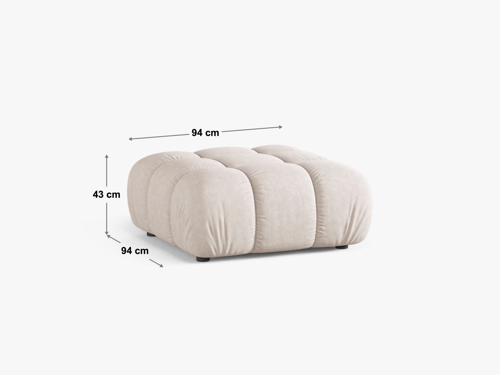 Stylischer Bellis Velour Pouf in edlem Grau, 94 cm Durchmesser, perfekt für gemütliche Akzente in jedem modernen Zuhause.
