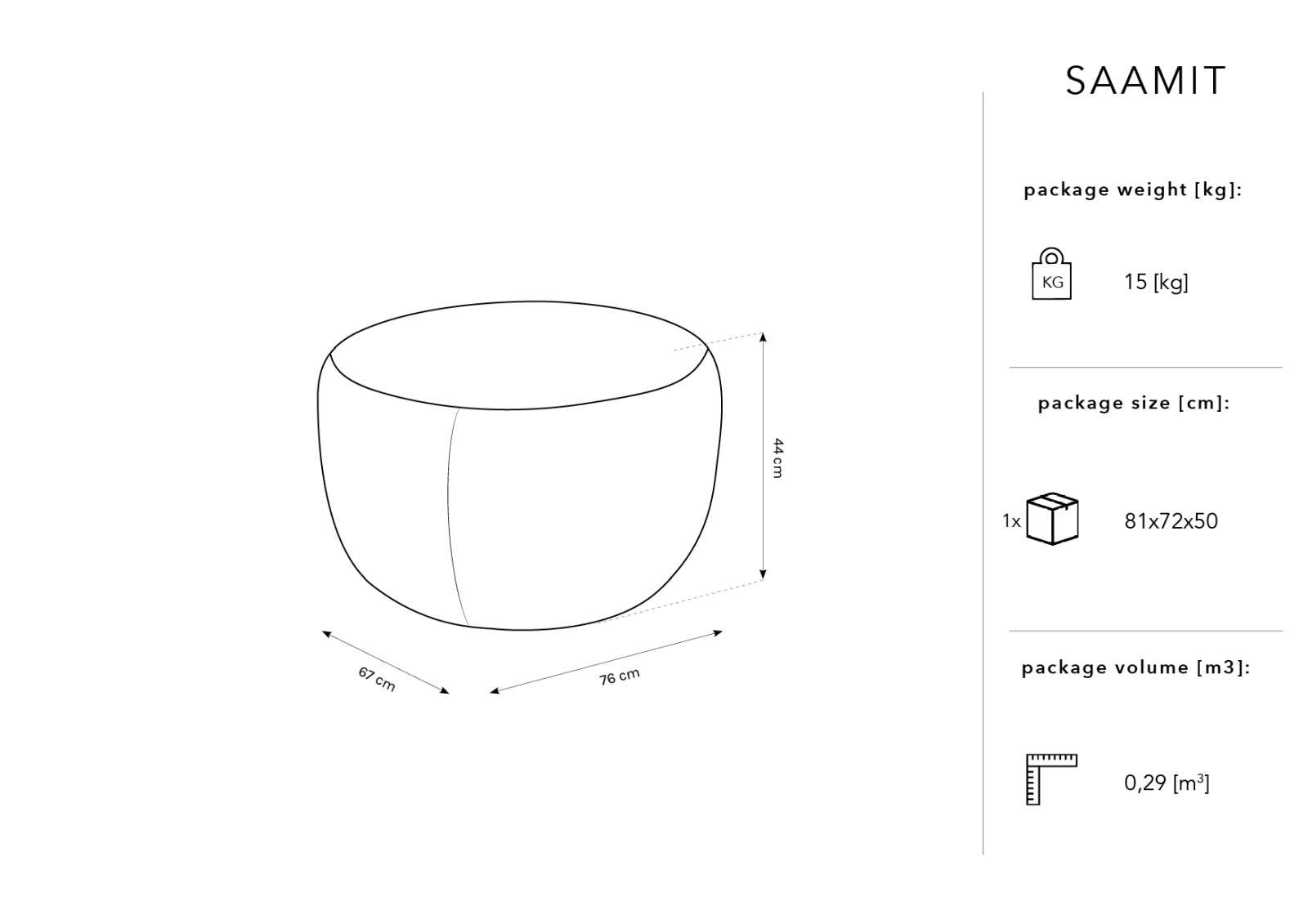 Saamit Boucle Pouf 1 Sitzer in Beige präsentiert im Onlineshop von KAQTU Design AG. Modulares Sofa ist von Micadoni