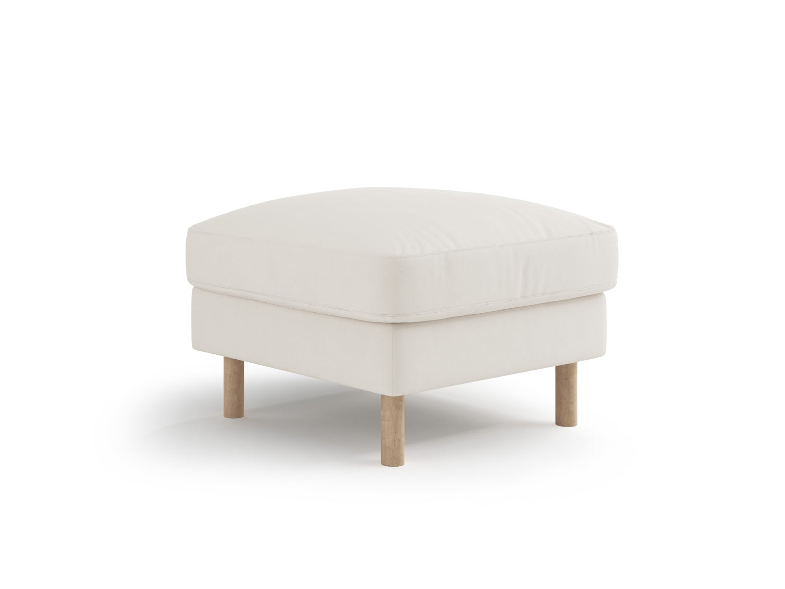 Eleganter Eden Velour Pouf 1 Sitzer in sanftem Beige, ideal für stilvolle Wohnräume. Teil der modularen Sofaserie von Micadoni.