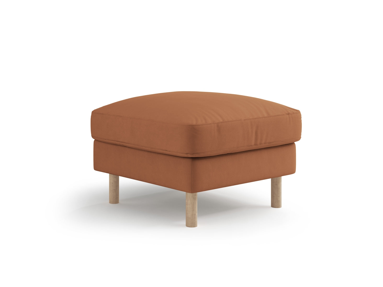 Eleganter Eden Velour Pouf 1 Sitzer in warmem Honigton, ideal für stilvolle Wohnräume und vielseitige Sitzlösungen.
