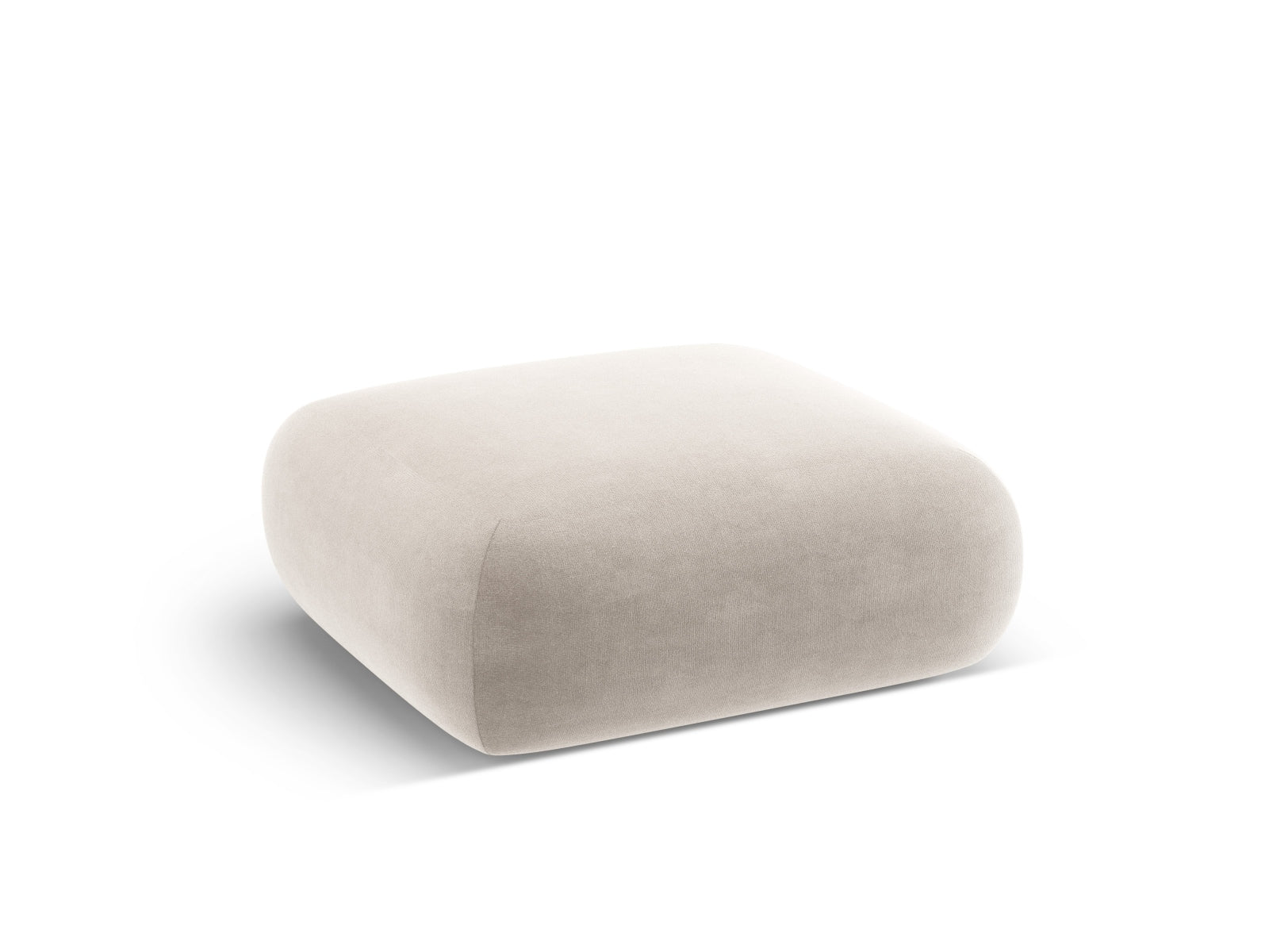 Eleganter Molino Velour Pouf in hellem Beige, ideal für modulares Sofa-Design, stilvoll und komfortabel, präsentiert von KAQTU.