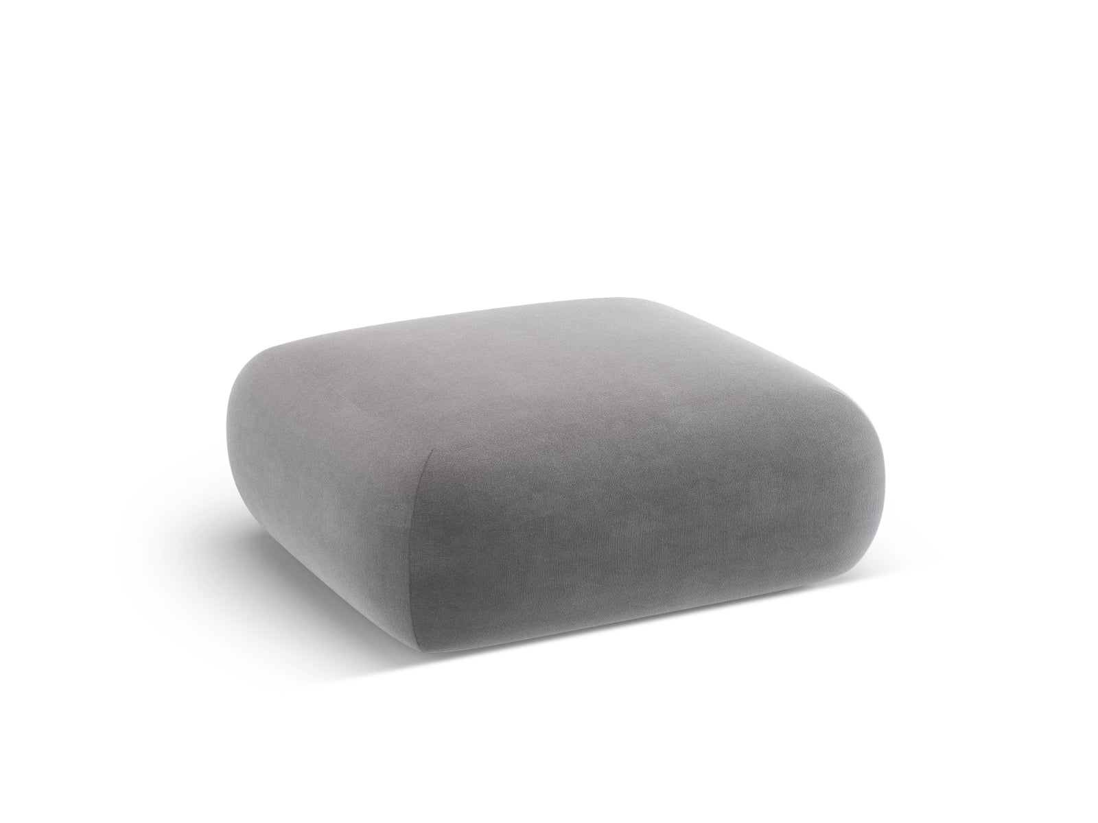 Eleganter Molino Velour Pouf in hellem Grau, ideal für modulares Sofa-Design, stilvoll und komfortabel für jedes Wohnzimmer.