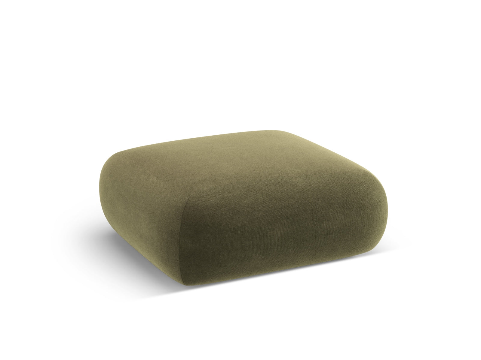 Eleganter Molino Velour Pouf in sanftem Hellgrün, ideal für stilvolle Wohnräume und als Teil eines modularen Sofas.