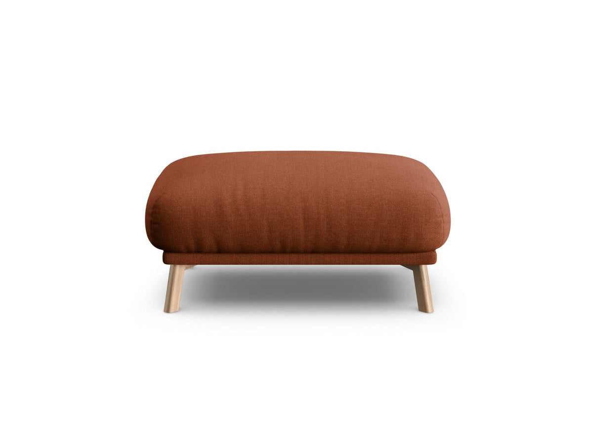 Naomi Pouf 100cm von Micadoni in Beige-Salvador mit Veloursbezug, Holzbeinen und rechteckiger, gepolsterter Sitzfläche.