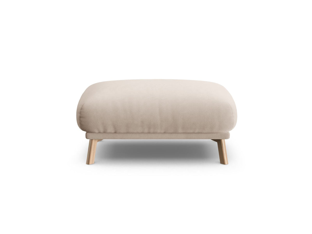 Naomi Pouf 100cm von Micadoni in Beige-Salvador mit Veloursbezug, Holzbeinen und rechteckiger, gepolsterter Sitzfläche.