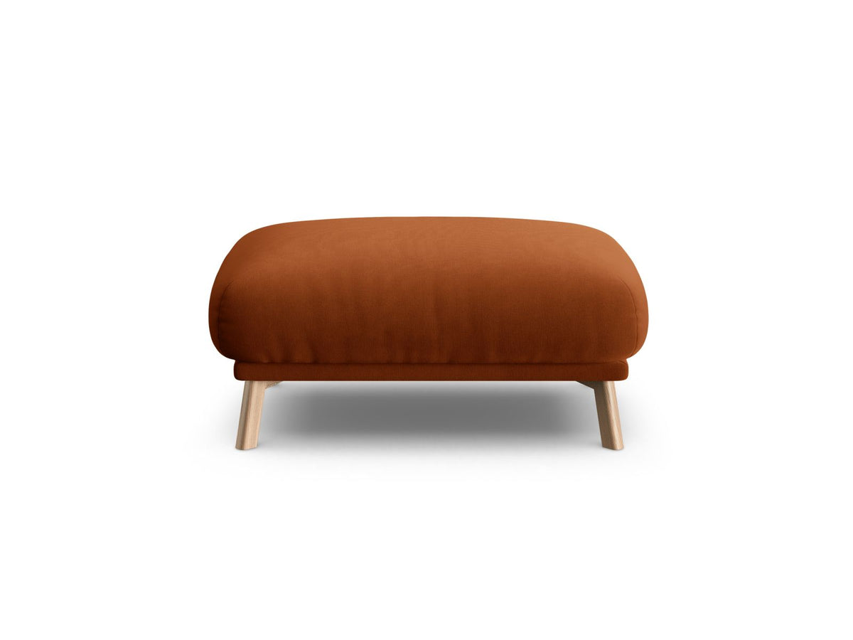 Naomi Pouf 100cm von Micadoni in Beige-Salvador mit Veloursbezug, Holzbeinen und rechteckiger, gepolsterter Sitzfläche.