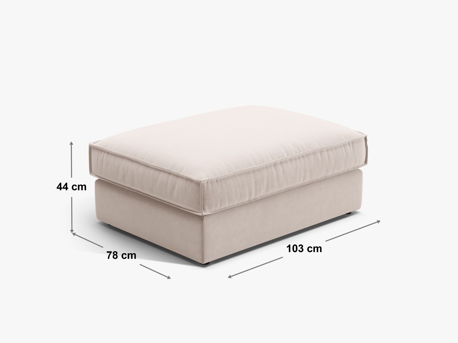 Moderner 1-Sitzer Pouf Pola in zartem Beige, perfekt für gemütliche Ecken. Hochwertige Materialien und stilvolles Design von Micadoni.