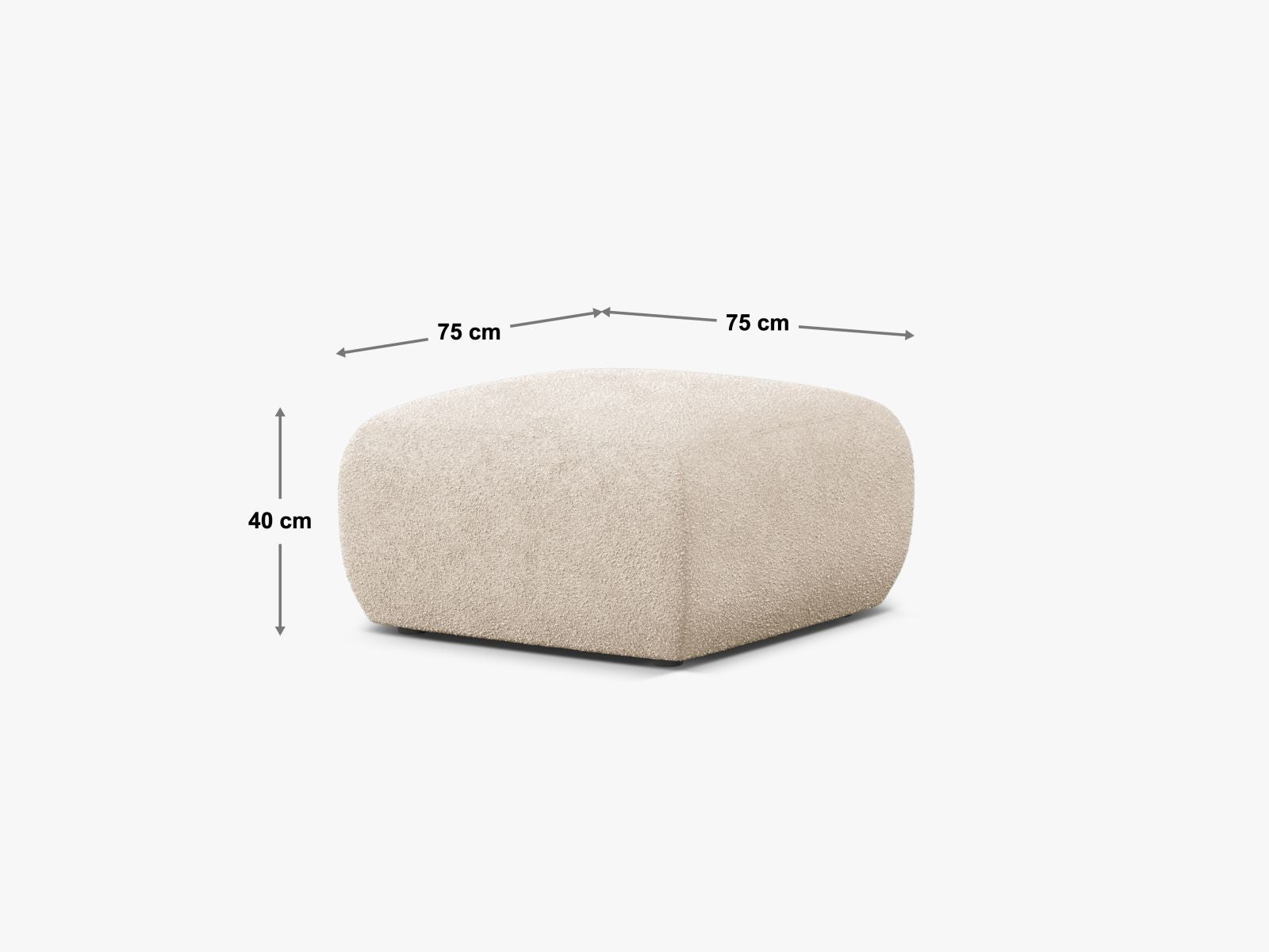 Stylischer 1-Sitzer Pouf Molino in modernem Grünton, ideal für gemütliche Stunden und stilvolle Wohnräume.