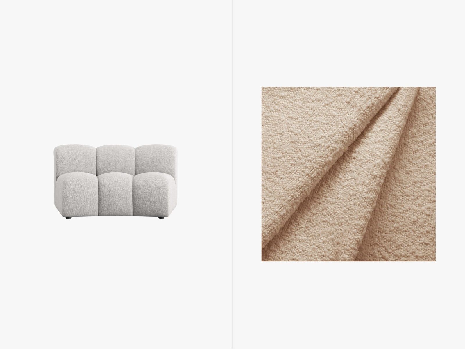 Beige Armless 1-Sitzer Modul von Micadoni, vielseitig einsetzbar für kreative Sofa-Kombinationen, stilvoll und zeitgemäß.