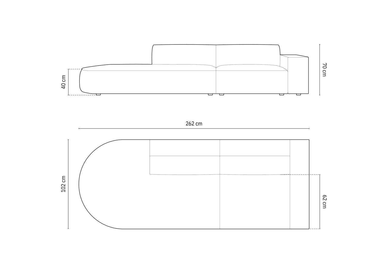 Jodie Modulares Sofa open links 3 Sitzer in Green präsentiert im Onlineshop von KAQTU Design AG. L-Sofa links ist von Micadoni