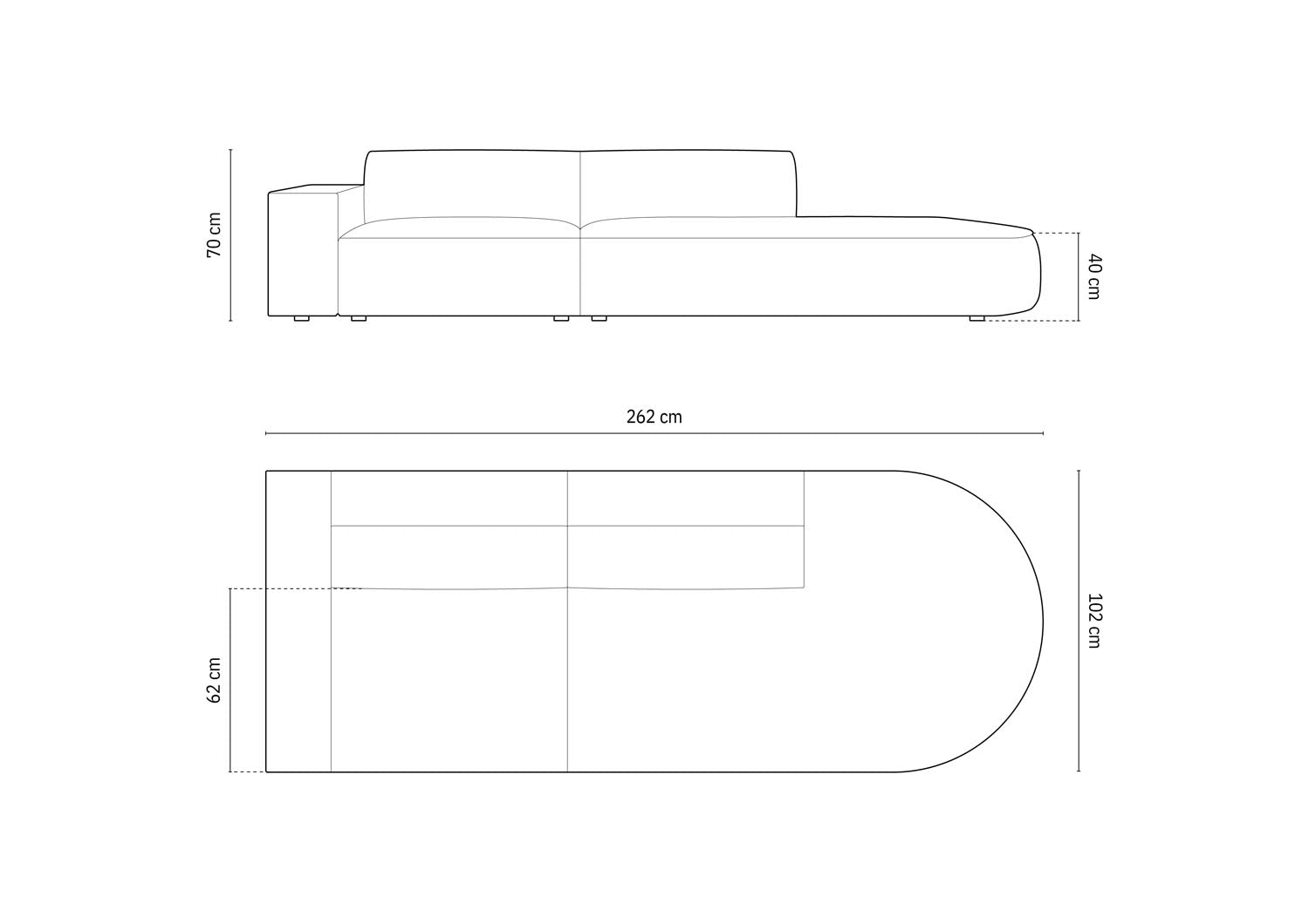 Jodie Modulares Sofa open rechts 3 Sitzer in Dark Grey präsentiert im Onlineshop von KAQTU Design AG. L-Sofa rechts ist von Micadoni