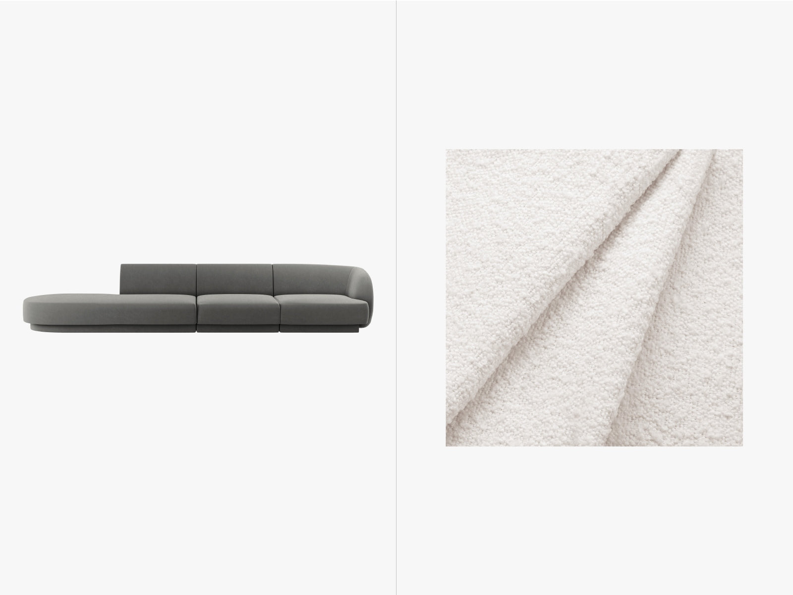 Miley Boucle Left Sofa 4 Sitzer in White-Baloo präsentiert im Onlineshop von KAQTU Design AG. L-Sofa links ist von Micadoni
