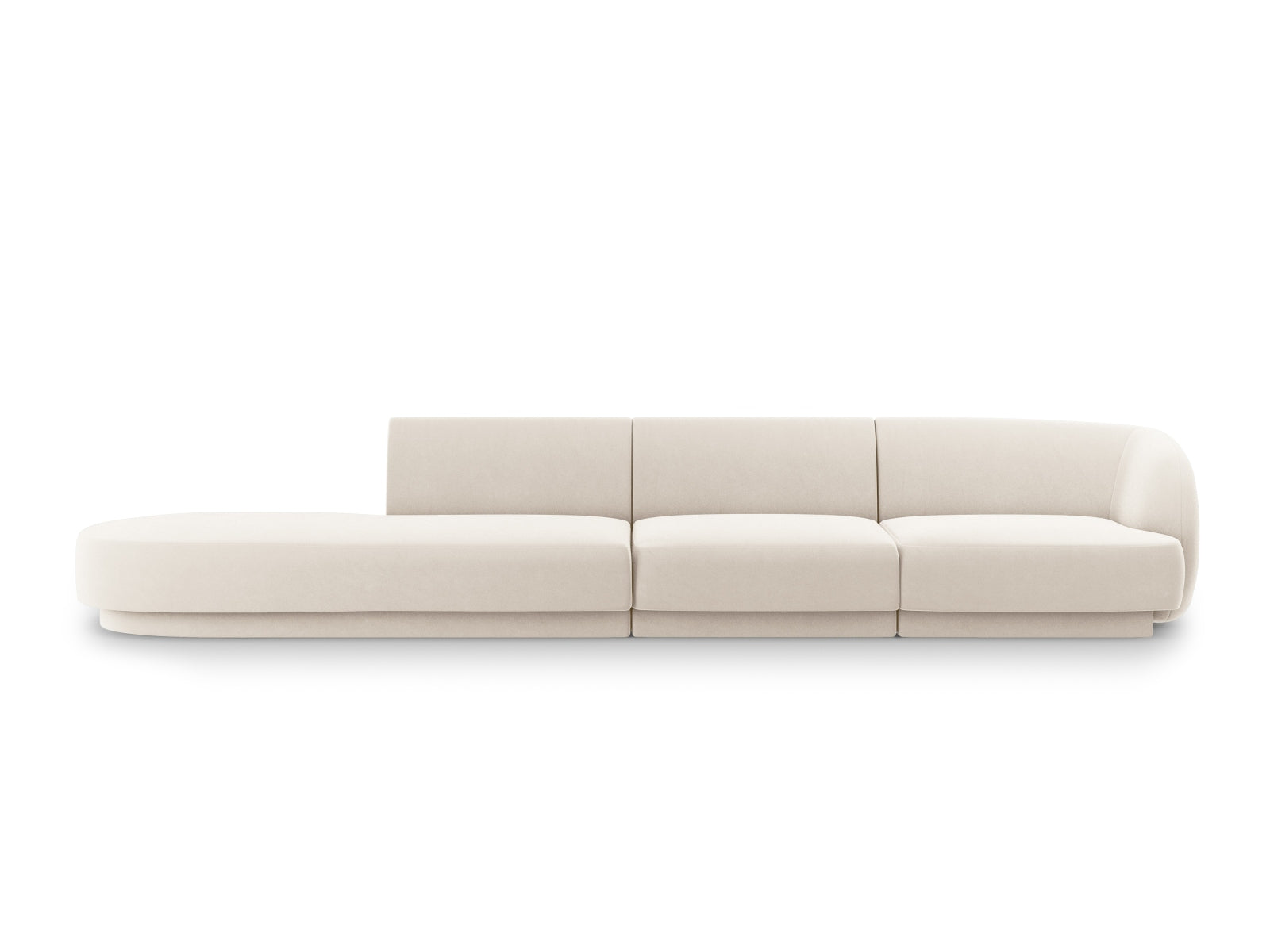 Miley Velour Sofa links 4 Sitzer in Light Beige-Bluvel präsentiert im Onlineshop von KAQTU Design AG. L-Sofa links ist von Micadoni