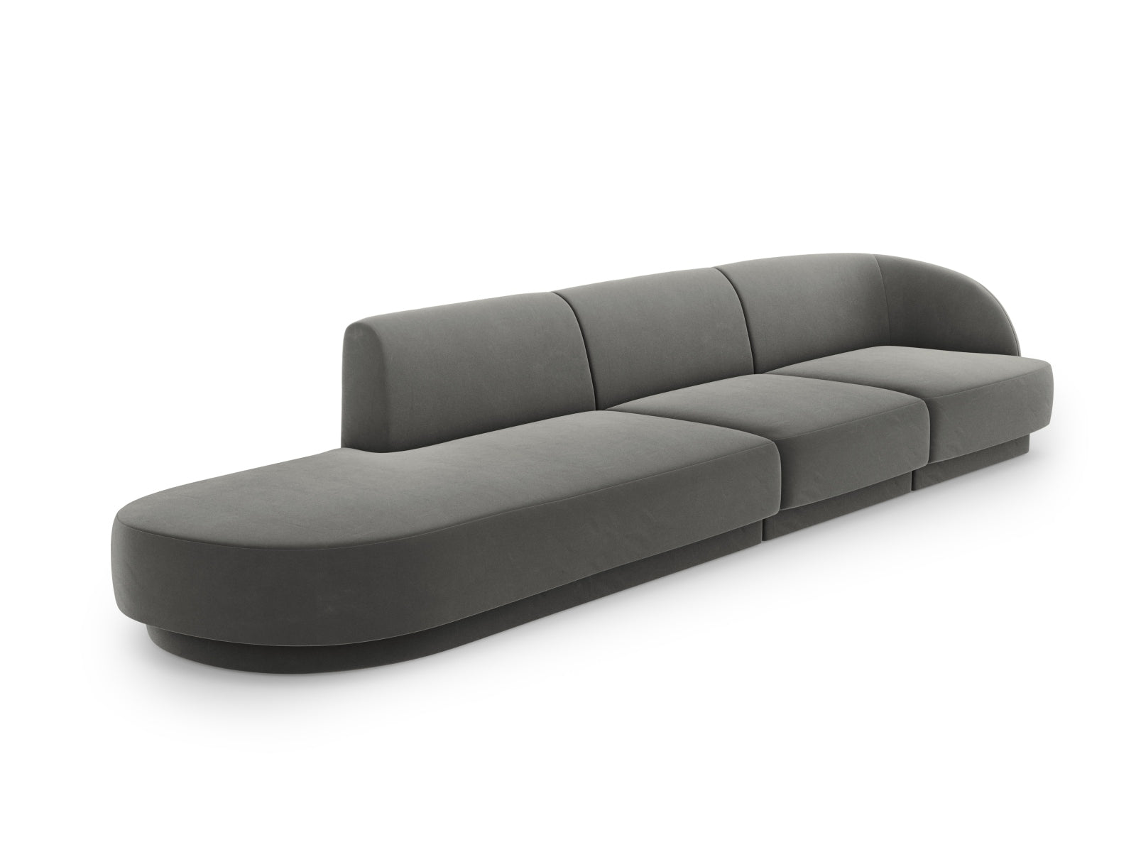 Miley Velour Sofa links 4 Sitzer in Light Grey präsentiert im Onlineshop von KAQTU Design AG. L-Sofa links ist von Micadoni