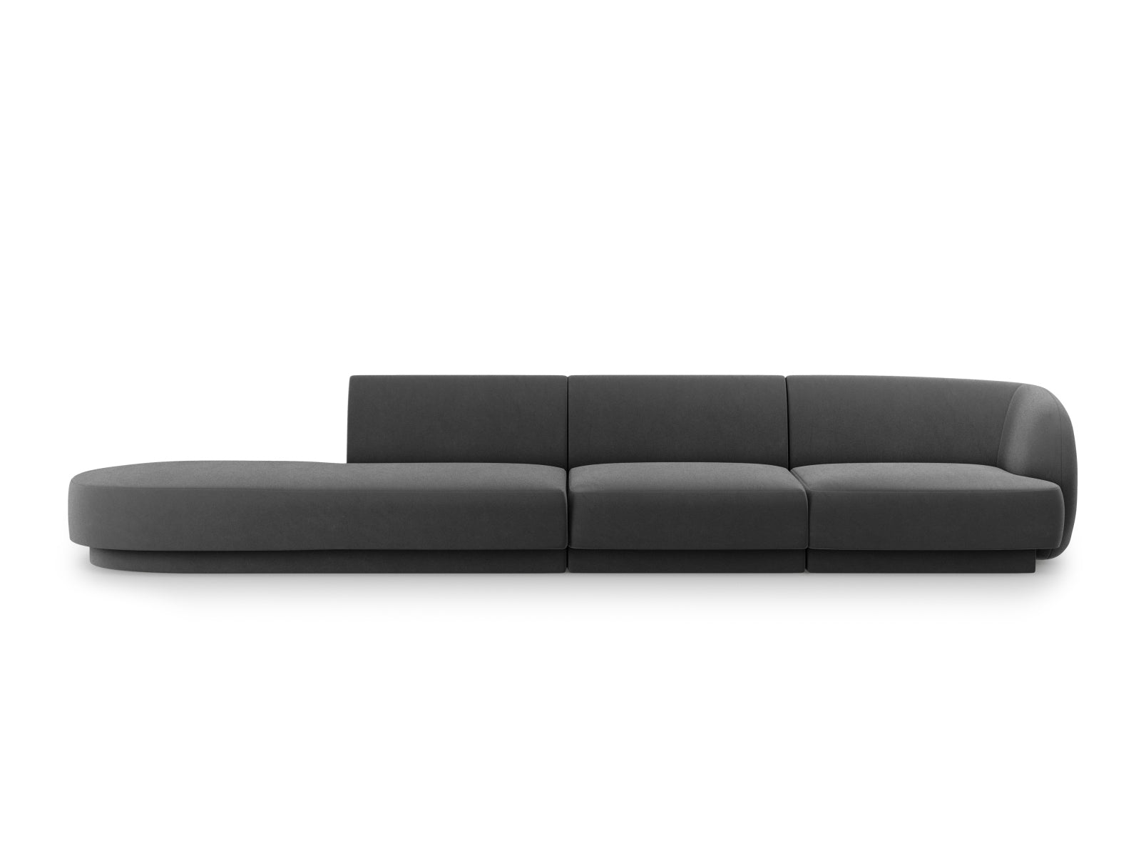 Miley Velour Sofa links 4 Sitzer in Grey-Bluvel präsentiert im Onlineshop von KAQTU Design AG. L-Sofa links ist von Micadoni