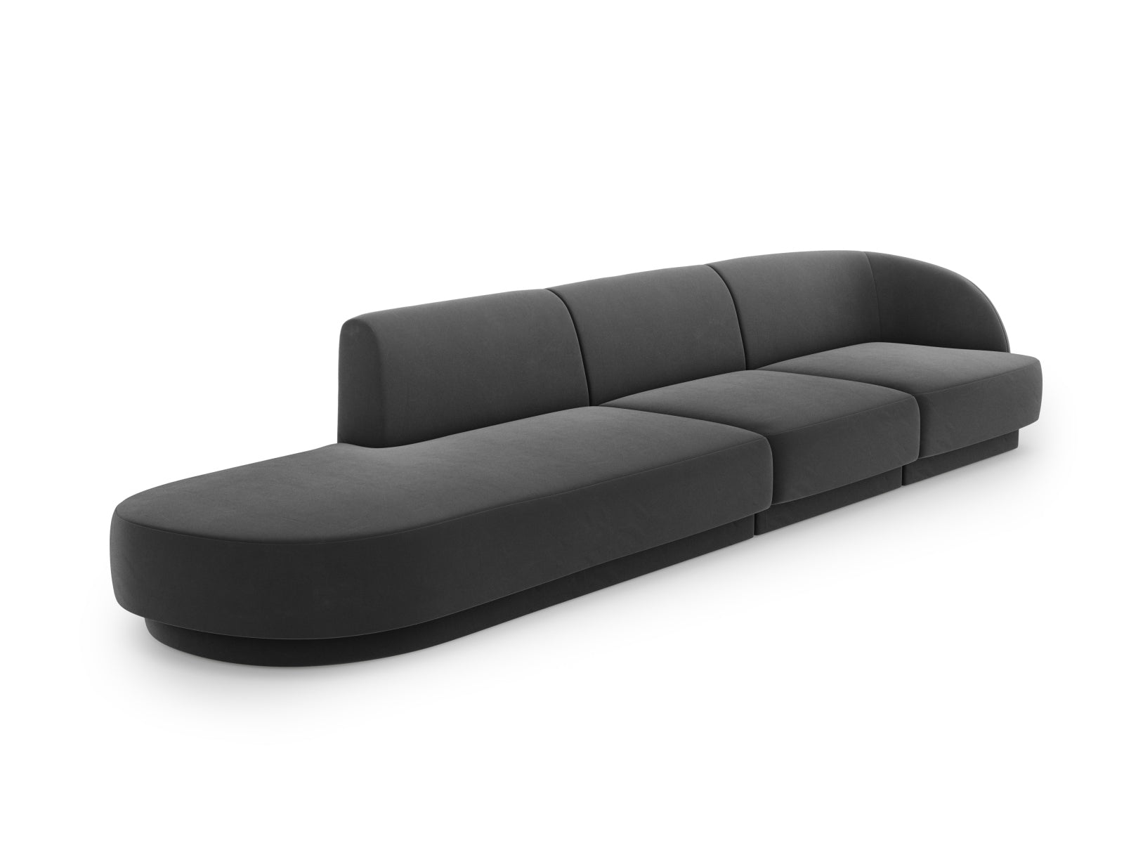 Miley Velour Sofa links 4 Sitzer in Grey präsentiert im Onlineshop von KAQTU Design AG. L-Sofa links ist von Micadoni