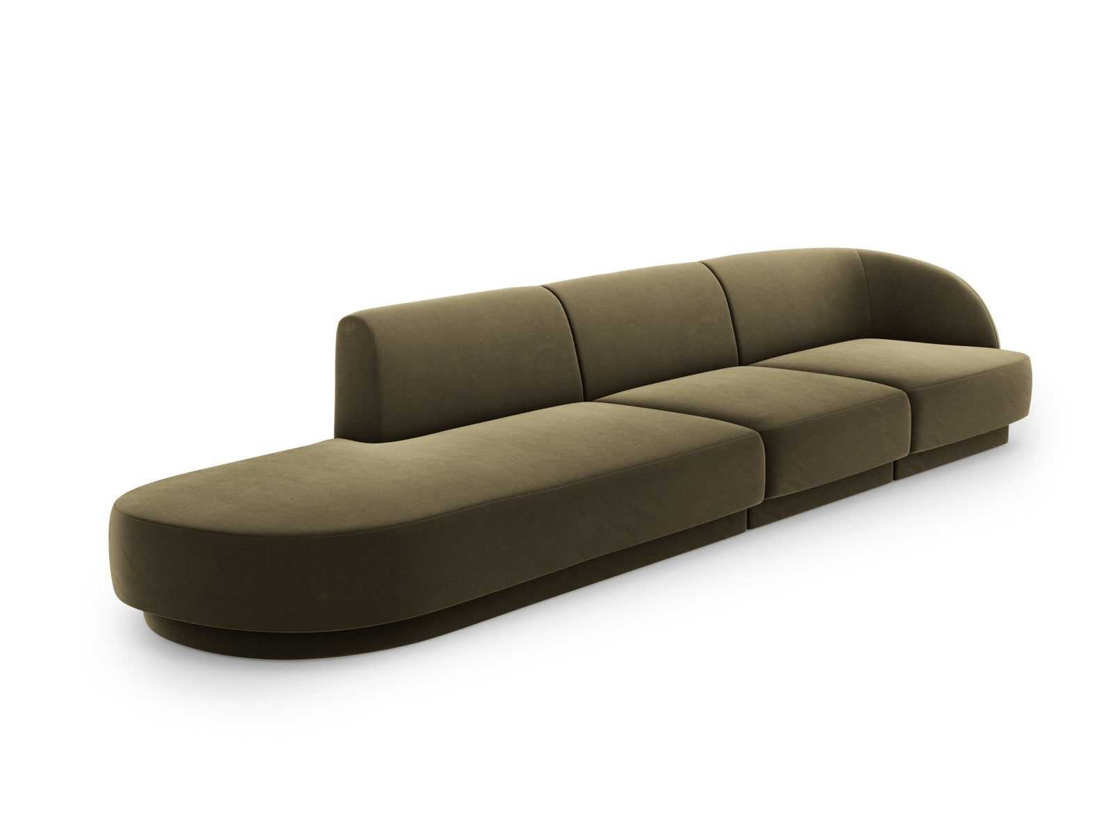Miley Velour Sofa links 4 Sitzer in Green präsentiert im Onlineshop von KAQTU Design AG. L-Sofa links ist von Micadoni