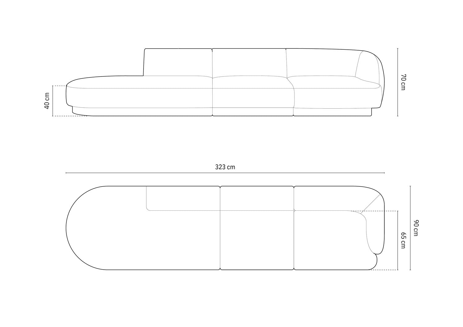 Miley Boucle Right Sofa 4 Sitzer in White präsentiert im Onlineshop von KAQTU Design AG. L-Sofa rechts ist von Micadoni