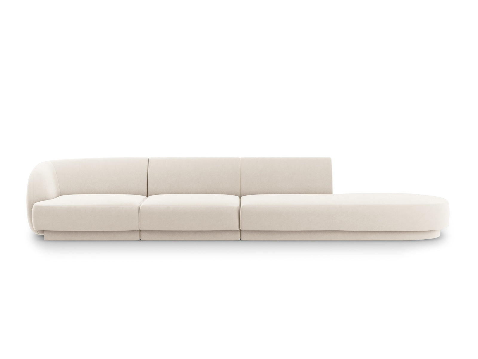 Miley Velour Sofa rechts 4 Sitzer in Light Beige-Bluvel präsentiert im Onlineshop von KAQTU Design AG. L-Sofa rechts ist von Micadoni