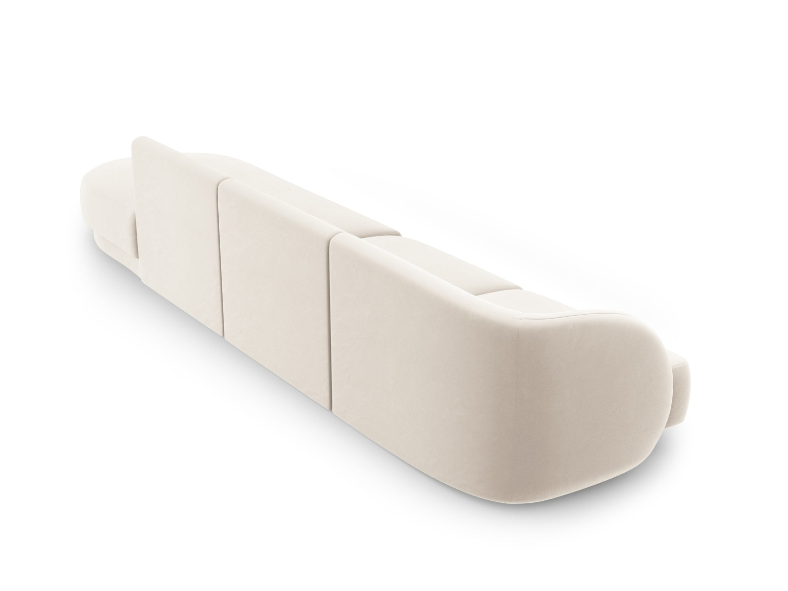 Luxuriöses 4-Sitzer Velour Sofa in hellem Beige, rechtsseitig, perfekt für moderne Wohnkonzepte, von Micadoni.