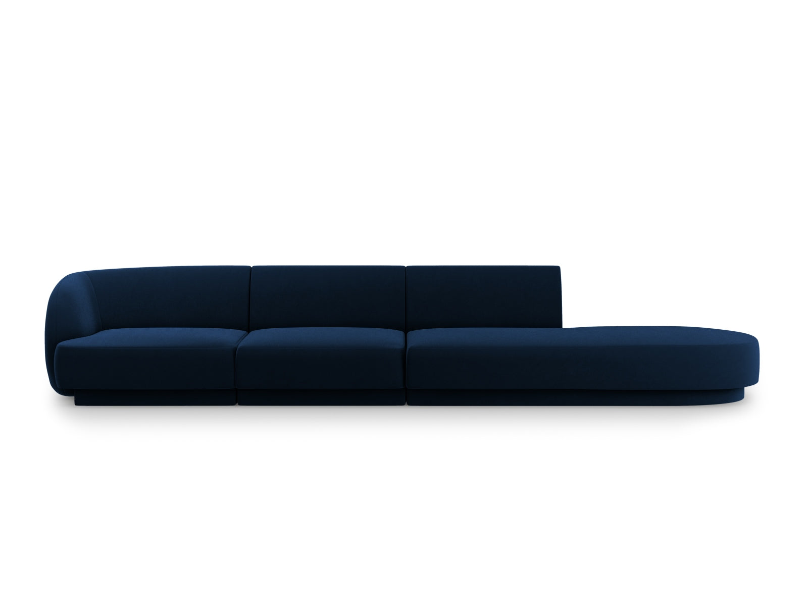 Miley Velour Sofa rechts 4 Sitzer in Royal Blue-Bluvel präsentiert im Onlineshop von KAQTU Design AG. L-Sofa rechts ist von Micadoni