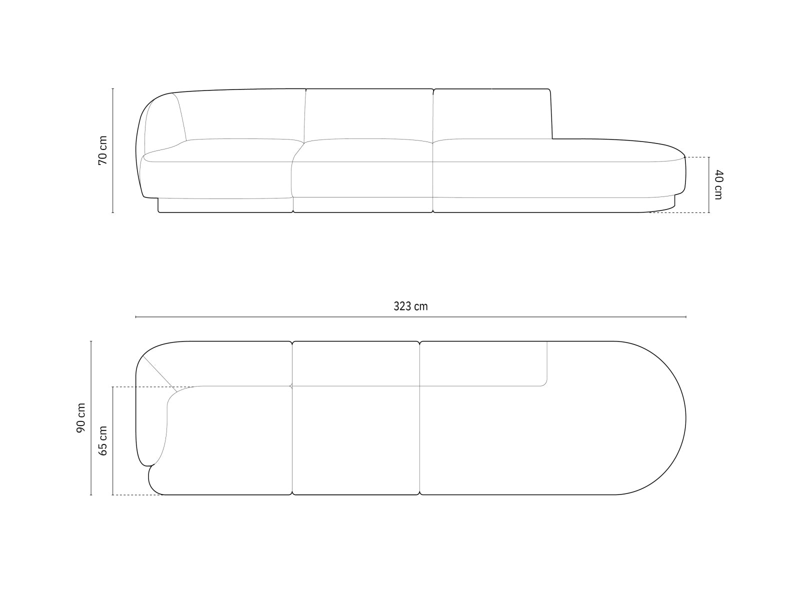 Miley Velour Sofa rechts 4 Sitzer in Light Grey präsentiert im Onlineshop von KAQTU Design AG. L-Sofa rechts ist von Micadoni