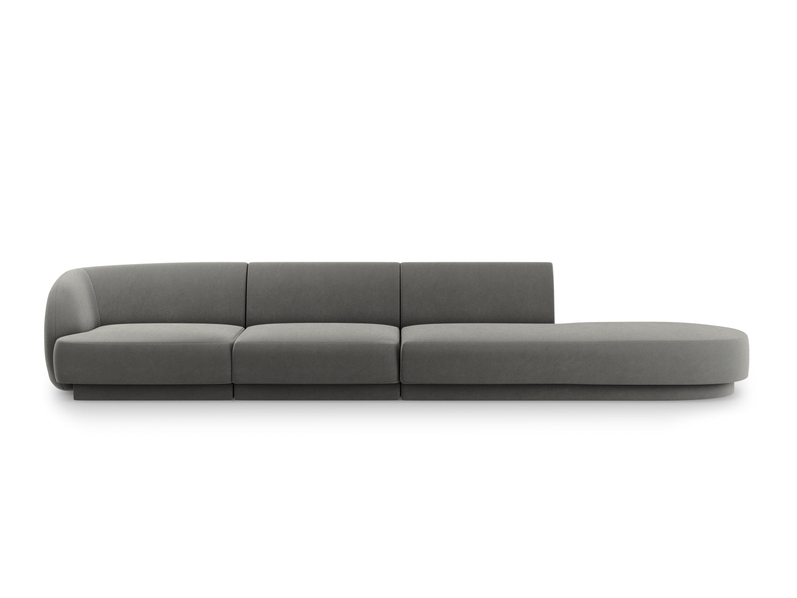 Miley Velour Sofa rechts 4 Sitzer in Light Grey-Bluvel präsentiert im Onlineshop von KAQTU Design AG. L-Sofa rechts ist von Micadoni