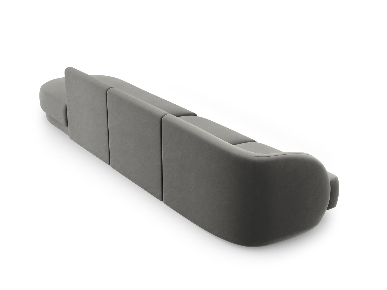 Stylisches 4-Sitzer Velour Sofa in sanftem Hellgrau, rechtsseitig, perfekt für moderne Wohnkonzepte, von Micadoni.